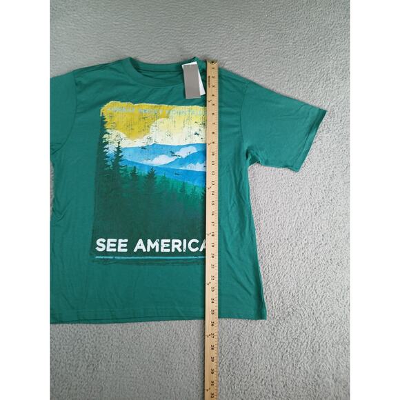 See America Tee Shirt Womens Small Teal Green Blue Creative Action Network NWT - Picture 4 of 7